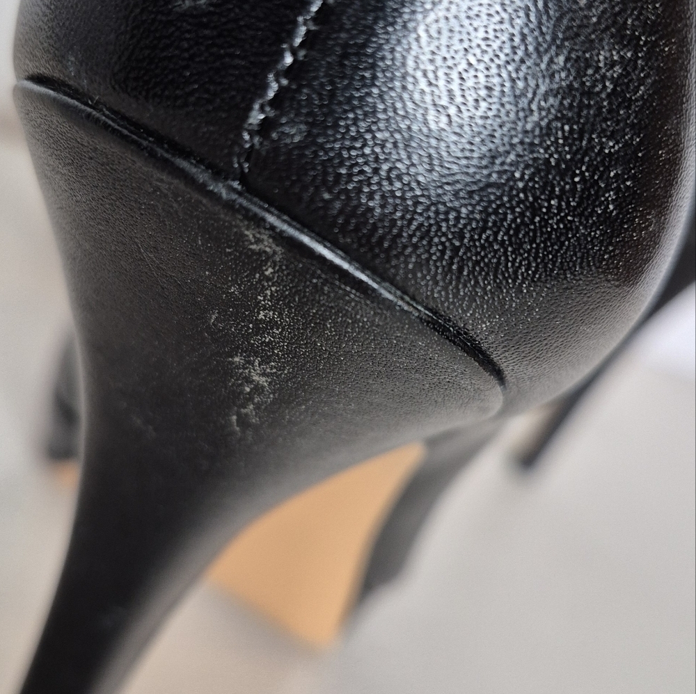 Coach Aliya Black Leather Peep-Toe Platform Stiletto High Heels - Size 7 - Picture 15 of 15